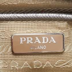 Pre Owned Prada Silver Leather Camera Crossbody Bag