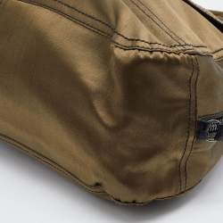 Pre Owned Prada Olive Green Satin Front Pocket Satchel