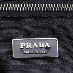 Pre Owned Prada Olive Green Satin Front Pocket Satchel