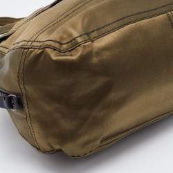 Pre Owned Prada Olive Green Satin Front Pocket Satchel