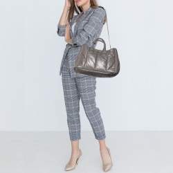 Pre Owned Prada Grey Quilted Leather Bomber Tote