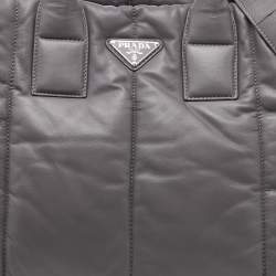 Pre Owned Prada Grey Quilted Leather Bomber Tote