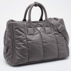 Pre Owned Prada Grey Quilted Leather Bomber Tote