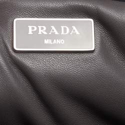 Pre Owned Prada Grey Quilted Leather Bomber Tote