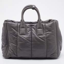 Pre Owned Prada Grey Quilted Leather Bomber Tote