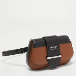 Pre Owned Prada Brown/Black Leather Sidonie Belt Bag