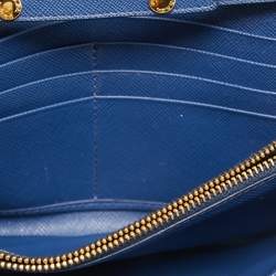 Pre Owned Prada Navy Blue Saffiano Leather Wallet on Chain