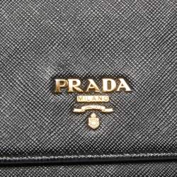 Pre Owned Prada Black Saffiano Leather Continental Wallet