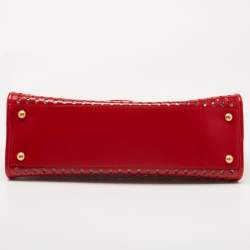 Pre Owned Prada Red Laser Cut Leather Fori Satchel