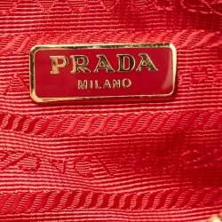 Pre Owned Prada Red Laser Cut Leather Fori Satchel
