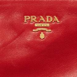 Pre Owned Prada Red Laser Cut Leather Fori Satchel