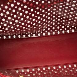 Pre Owned Prada Red Laser Cut Leather Fori Satchel