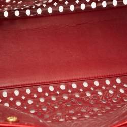 Pre Owned Prada Red Laser Cut Leather Fori Satchel