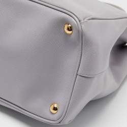 Pre Owned Prada Lilac Saffiano Lux Leather Large Double Zip Tote