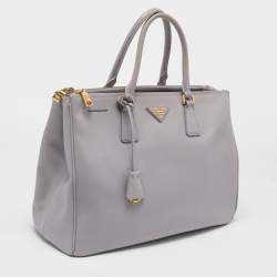 Pre Owned Prada Lilac Saffiano Lux Leather Large Double Zip Tote