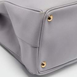 Pre Owned Prada Lilac Saffiano Lux Leather Large Double Zip Tote