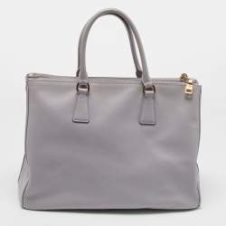 Pre Owned Prada Lilac Saffiano Lux Leather Large Double Zip Tote