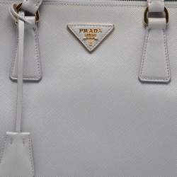 Pre Owned Prada Lilac Saffiano Lux Leather Large Double Zip Tote