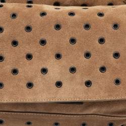 Prada Brown Suede Embellished Shoulder Bag