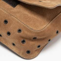 Prada Brown Suede Embellished Shoulder Bag