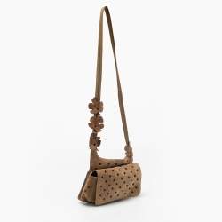 Prada Brown Suede Embellished Shoulder Bag