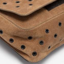 Prada Brown Suede Embellished Shoulder Bag