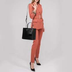 Prada Black Saffiano Lux Leather Panier Top Handle Bag