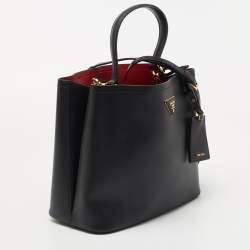 Prada Black Saffiano Lux Leather Panier Top Handle Bag