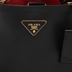 Prada Black Saffiano Lux Leather Panier Top Handle Bag