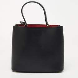 Prada Black Saffiano Lux Leather Panier Top Handle Bag