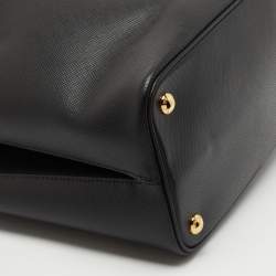 Prada Black Saffiano Lux Leather Panier Top Handle Bag
