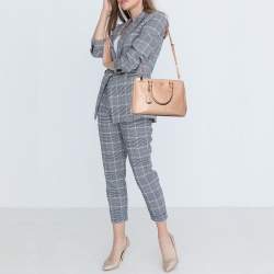 Pre Owned Prada Beige Saffiano Leather Medium Galleria Double Zip Tote