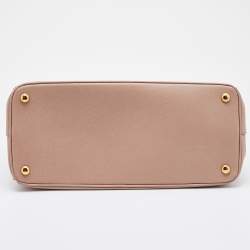 Pre Owned Prada Beige Saffiano Leather Medium Galleria Double Zip Tote