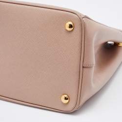 Pre Owned Prada Beige Saffiano Leather Medium Galleria Double Zip Tote