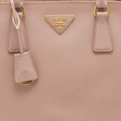 Pre Owned Prada Beige Saffiano Leather Medium Galleria Double Zip Tote