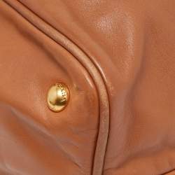 Pre Owned Prada Brown Calfskin Leather Nocciolo Top Handle Bag