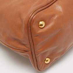 Pre Owned Prada Brown Calfskin Leather Nocciolo Top Handle Bag