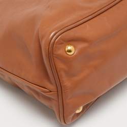 Pre Owned Prada Brown Calfskin Leather Nocciolo Top Handle Bag