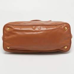 Pre Owned Prada Brown Calfskin Leather Nocciolo Top Handle Bag