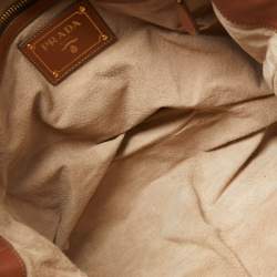 Pre Owned Prada Brown Calfskin Leather Nocciolo Top Handle Bag