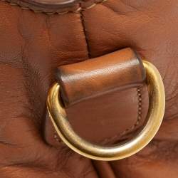 Pre Owned Prada Brown Calfskin Leather Nocciolo Top Handle Bag