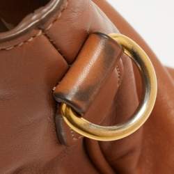 Pre Owned Prada Brown Calfskin Leather Nocciolo Top Handle Bag