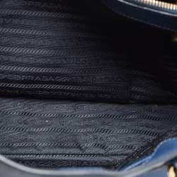Prada Navy Blue Saffiano Lux Leather Small Middle Zip Tote