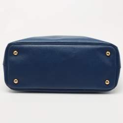 Prada Navy Blue Saffiano Lux Leather Small Middle Zip Tote