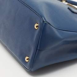 Prada Navy Blue Saffiano Lux Leather Small Middle Zip Tote