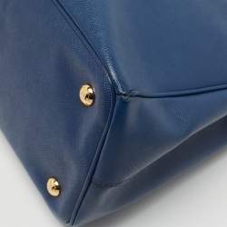 Prada Navy Blue Saffiano Lux Leather Small Middle Zip Tote