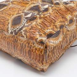 Pre Owned Prada Brown Python Leather Drawstring Bow Tote