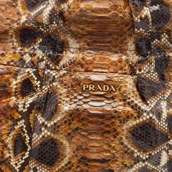 Pre Owned Prada Brown Python Leather Drawstring Bow Tote