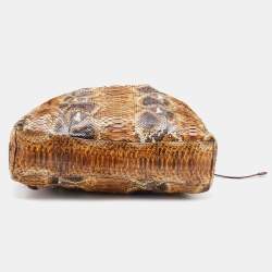 Pre Owned Prada Brown Python Leather Drawstring Bow Tote