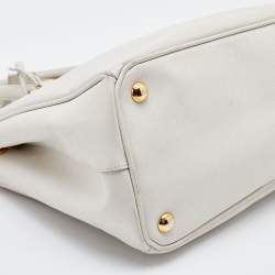 Prada White Saffiano Leather Medium Galleria Double Zip Tote